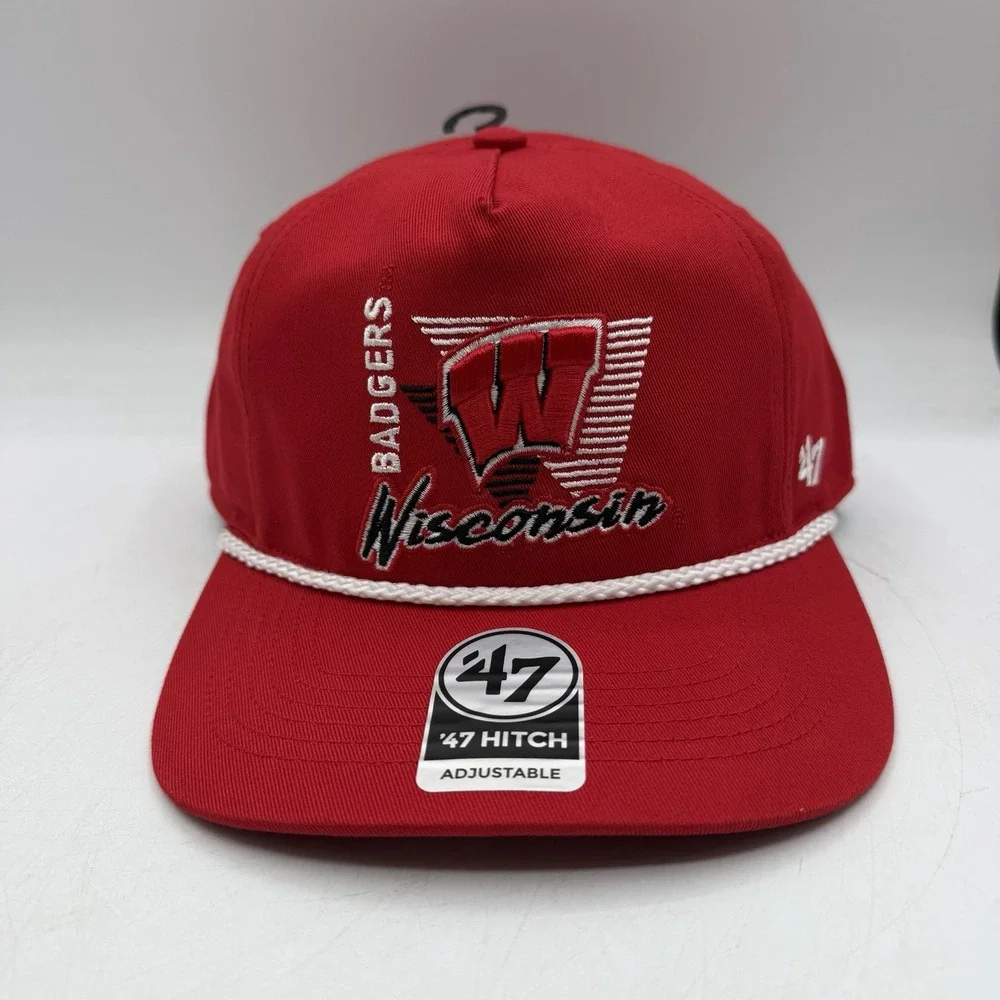 '47 Brand Hitch Wisconsin Badgers YOUTH Hat Cap Snapback Adjustable Rope Red NWT